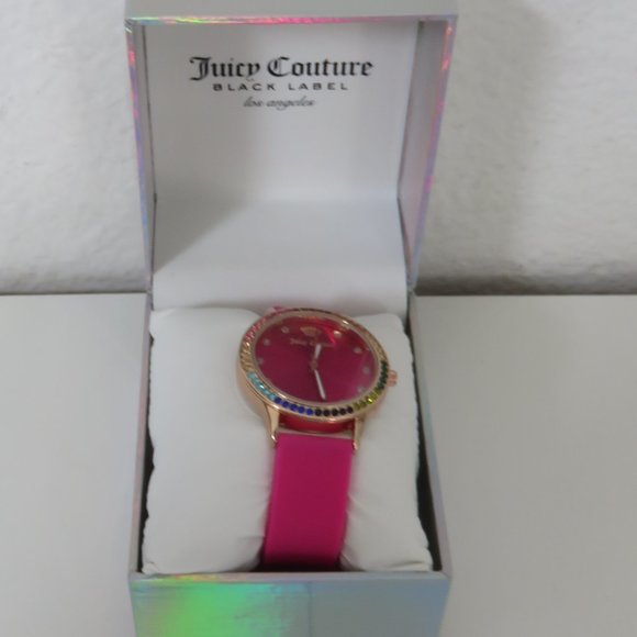(076) Juicy Couture Black Label Los Angeles Pink/Multicolor Watch  